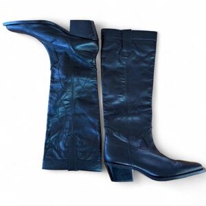 Zara Black Heeled Leather Boots